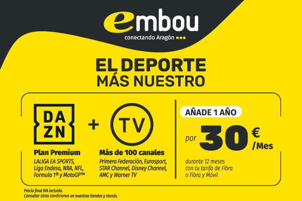 Oferta Embou: DAZN ya está en Embou, y tú tienes un 10% extra
